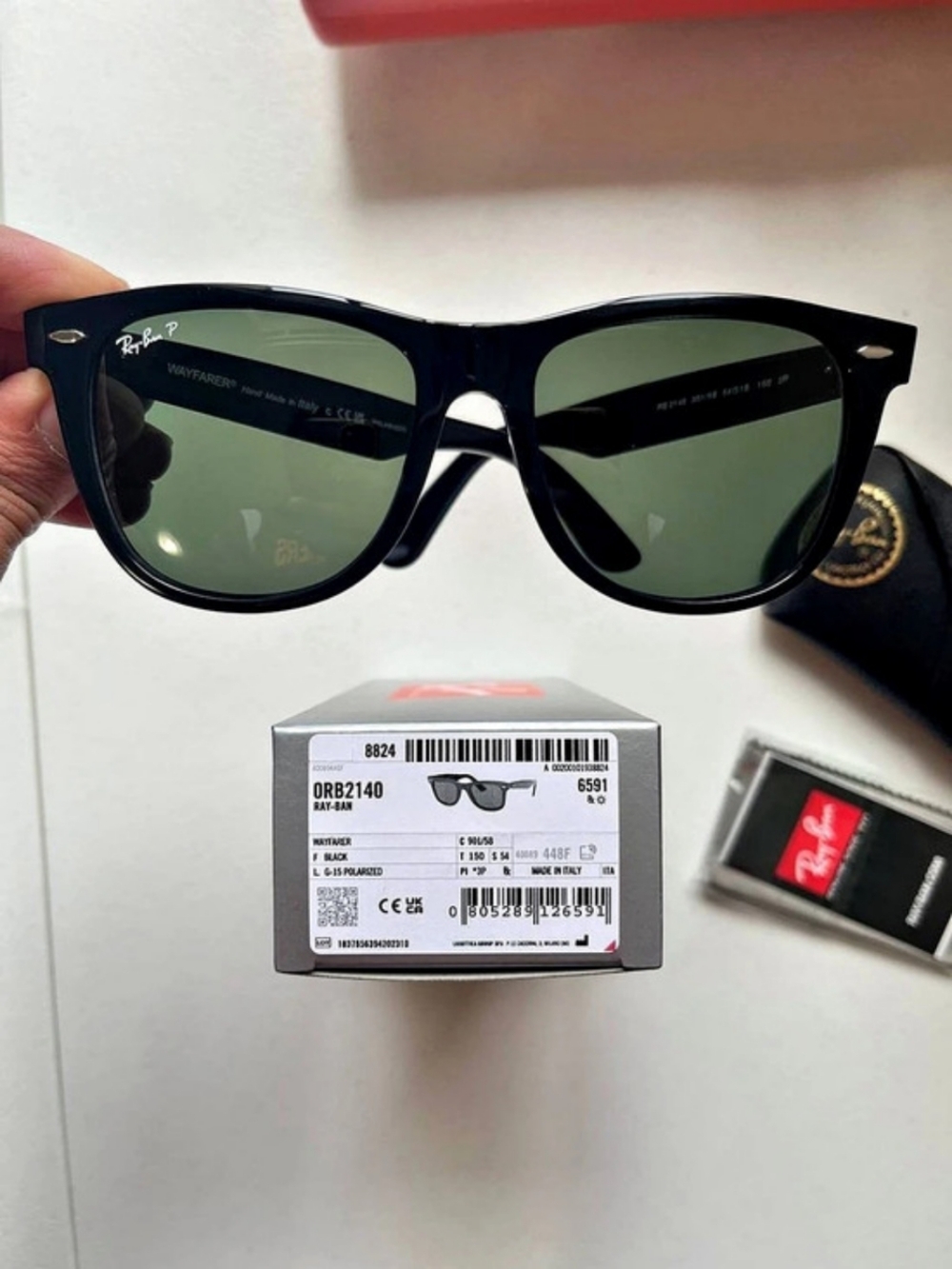 Ray-Ban Wayfarer Polarized Classic RB2140 Sunglasses Black & Green